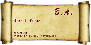 Broll Alex névjegykártya